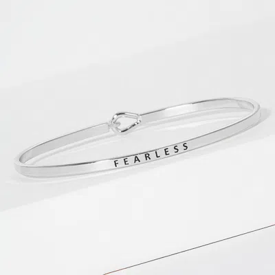 Fashnzfab Fearless Message Brass Thin Hook Bracelet In Metallic