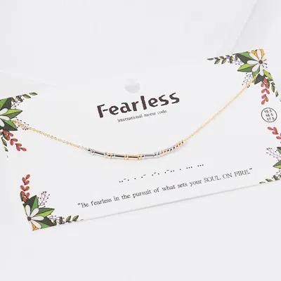 Fashnzfab Fearless Message Morse Code Pendant Necklace In Neutral