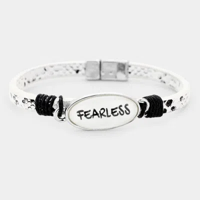 Fashnzfab Fearless Oval Charm Snake Skin Faux Leather Magnetic Bracelet Snake In Black