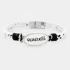 Fashnzfab Fearless Oval Charm Snake Skin Faux Leather Magnetic Bracelet Snake In Multi
