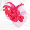 Fashnzfab Feather Accent Mesh Floral Fascinator Hair Clip Headband In Pink