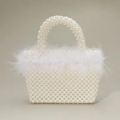 Fashnzfab Feather Embellished Open Top Mini Tote Bag In Multi