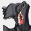 Fashnzfab Feather Layered Dangle Earrings In Red