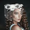 Fashnzfab Feather Mesh Bow Fascinator / Headband In White