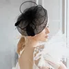 Fashnzfab Feather Mesh Flower Fascinator / Headband In Black