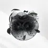 Fashnzfab Feather Mesh Flower Fascinator / Headband In Black