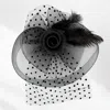 Fashnzfab Feather Mesh Flower Fascinator / Headband In Black