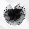 Fashnzfab Feather Mesh Flower Fascinator / Headband In Black