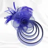 Fashnzfab Feather Mesh Flower Fascinator / Headband In Blue