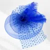 Fashnzfab Feather Mesh Flower Fascinator / Headband In Blue