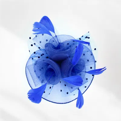 Fashnzfab Feather Mesh Flower Fascinator / Headband In Blue