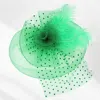 Fashnzfab Feather Mesh Flower Fascinator / Headband In Green