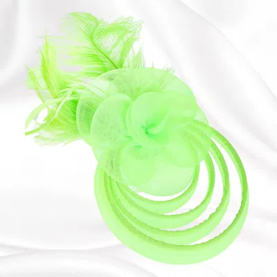 Fashnzfab Feather Mesh Flower Fascinator Headband In Green