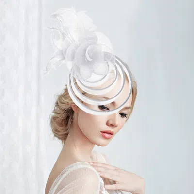 Fashnzfab Feather Mesh Flower Fascinator Headband In Pattern