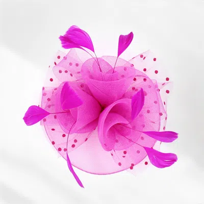 Fashnzfab Feather Mesh Flower Fascinator / Headband In Pink