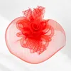 Fashnzfab Feather Mesh Flower Fascinator / Headband In Red