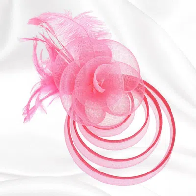 Fashnzfab Feather Mesh Flower Fascinator Headband In Red