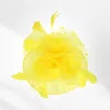Fashnzfab Feather Mesh Flower Fascinator / Headband In Yellow