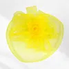 Fashnzfab Feather Mesh Flower Fascinator / Headband In Yellow