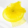 Fashnzfab Feather Mesh Flower Fascinator / Headband In Yellow