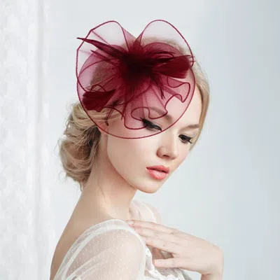 Fashnzfab Feather Mesh Headband Hair Clip Fascinator In White