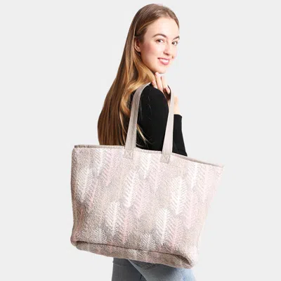 Fashnzfab Feather Patterned Tote Bag In Pink