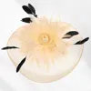 Fashnzfab Feather Pearl Cluster Mesh Flower Fascinator / Headband In Multi