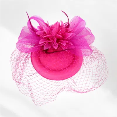 Fashnzfab Feather Pearl Mesh Flower Fascinator Headband In Pink