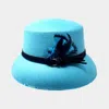 Fashnzfab Feather Pointed Felt Hat In Blue