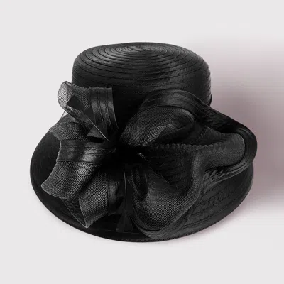 Fashnzfab Feather Pointed Mesh Bow Dressy Hat In Black
