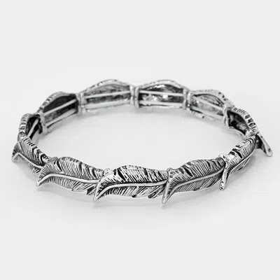 Fashnzfab Feather Stretch Bracelet In Silver