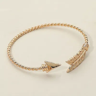 Fashnzfab Feathered Arrow Twisted Wire Cuff Bracelet Gold