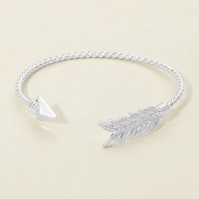 Fashnzfab Feathered Arrow Twisted Wire Cuff Bracelet Worn Silver