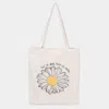 Fashnzfab Feel So Good Make Life Better Daisy Flower Print Canvas Eco Bag In Sand