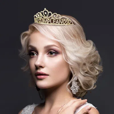 Fashnzfab Feliz Cumpleanos Message Party Tiara In Gold