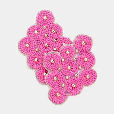 Fashnzfab Felt Back Beaded Earrings In Pink