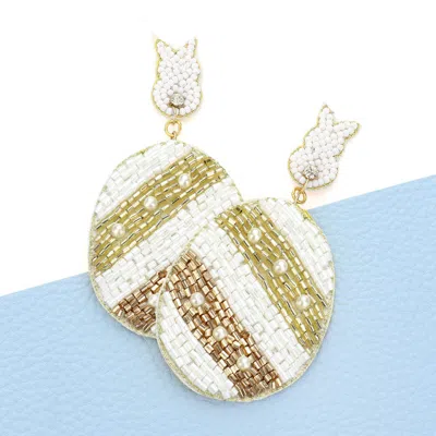 Fashnzfab Felt Back Beaded Easter Bunny Egg Link Dangle Earrings In Multi