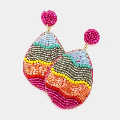 Fashnzfab Felt Back Beaded Easter Egg Dangle Earrings In Pink