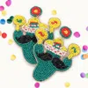 Fashnzfab Felt Back Beaded Hat Mustache Cactus Dangle Earrings In Green