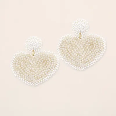 Fashnzfab Felt Back Beaded Heart Dangle Earrings In Gold