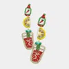 Fashnzfab Felt Back Beaded Spicy Sauce Lemon Juice Link Dangle Earrings - Multi In Multi