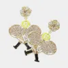 Fashnzfab Felt Back Beaded Tennis Ball Racket Dangle Earrings In Multi