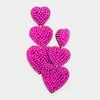 Fashnzfab Felt Back Beaded Triple Heart Link Dangle Earrings In Pink