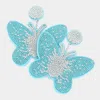 Fashnzfab Felt Back Bling Butterfly Dangle Earrings - Light Blue In Blue