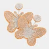 Fashnzfab Felt Back Bling Butterfly Dangle Earrings - Lt Col Topaz In Gold