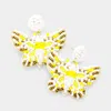 Fashnzfab Felt Back Multi Bead Butterfly Earrings - White In Yellow