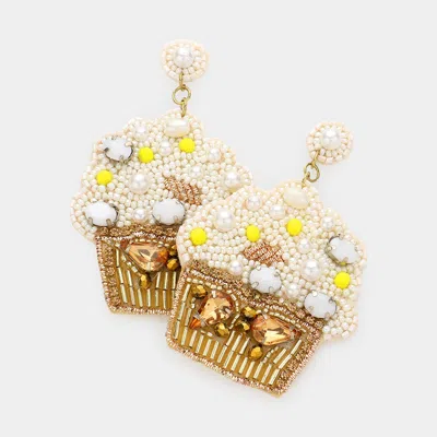 Fashnzfab Felt Back Multi Bead Cupcake Earrings
