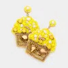 Fashnzfab Felt Back Multi Bead Cupcake Earrings In Yellow