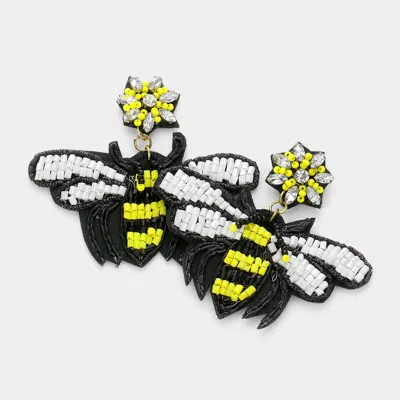 Fashnzfab Felt Back Multi Bead Honey Bee Dangle Earrings In Black