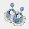 Fashnzfab Felt Back Pearl Beaded Baby Bib Dangle Earrings In Blue